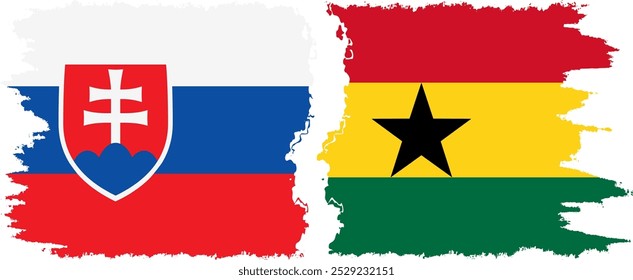 Verbindung zwischen Ghana und der Slowakei mit farbigen Flaggen, Vektorgrafik