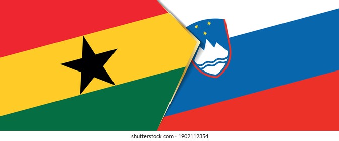 Banderas de Ghana y Eslovenia, dos banderas vectoriales símbolo de relación o enfrentamiento.