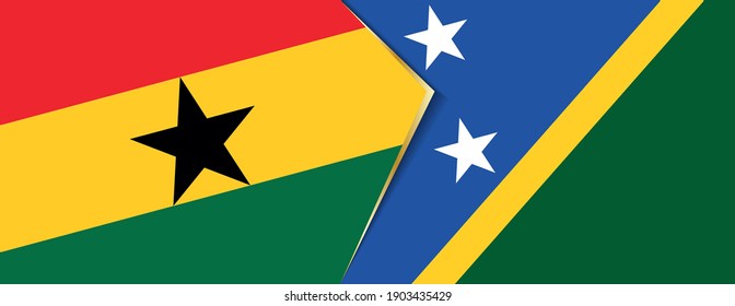 Ghana and Solomon Islands flags, two vector flags symbol of relationship or confrontation.