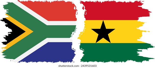 Ghana and South Africa grunge flags connection, vector