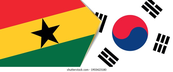 Ghana and South Korea flags, two vector flags symbol of relationship or confrontation.