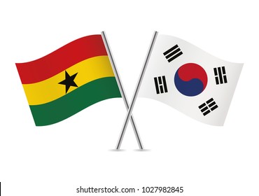 Ghana and South Korea flags. Vector illustration.