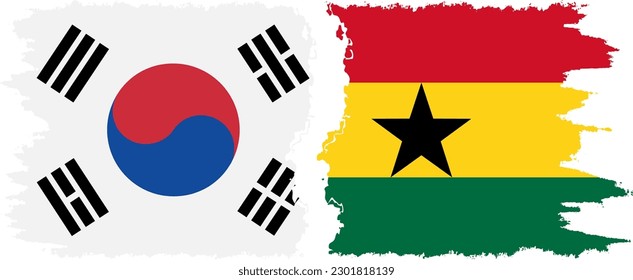 Ghana and South Korea grunge flags connection, vector