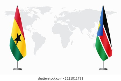 Gana e Sudão do Sul sinalizam para reunião oficial contra fundo do mapa do mundo.