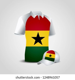 Ghana Sports T-shirt and Cap Vector Design