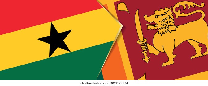 Ghana and Sri Lanka flags, two vector flags symbol of relationship or confrontation.