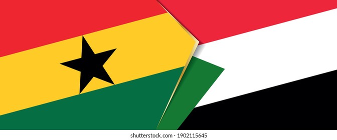 Ghana and Sudan flags, two vector flags symbol of relationship or confrontation.