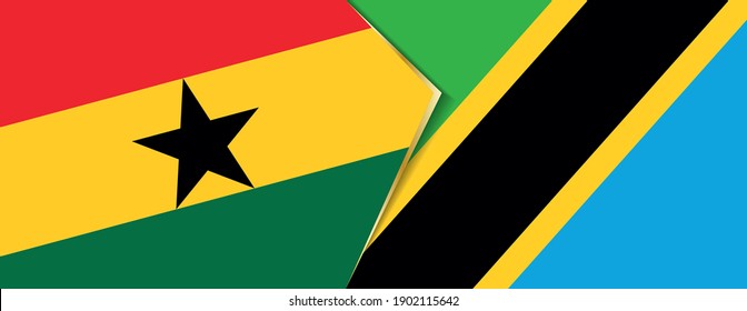 Ghana and Tanzania flags, two vector flags symbol of relationship or confrontation.
