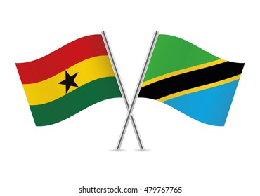 Ghana and Tanzania flags. Vector illustration.