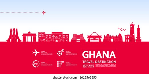 Ghana travel destination grand vector illustration. 