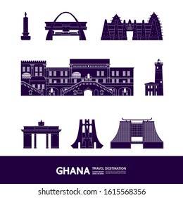 Ghana travel destination grand vector illustration. 