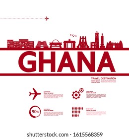 Ghana travel destination grand vector illustration. 