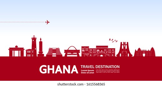 Ghana travel destination grand vector illustration. 