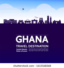 Ghana travel destination grand vector illustration. 