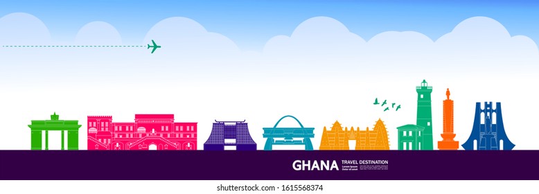 Ghana travel destination grand vector illustration. 