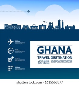 Ghana travel destination grand vector illustration. 