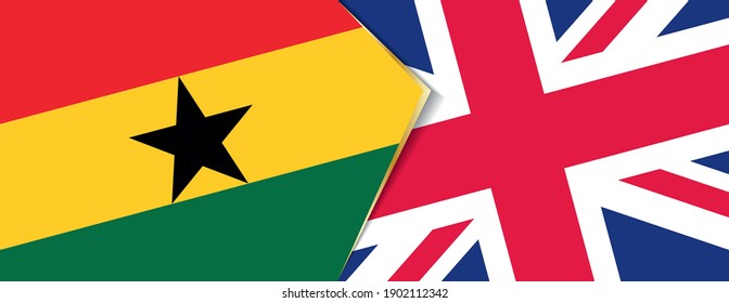 Ghana and United Kingdom flags, two vector flags symbol of relationship or confrontation.