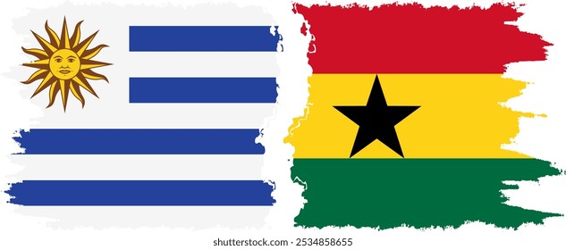 Ghana und Uruguay Grunge Flaggen Verbindung, Vektor