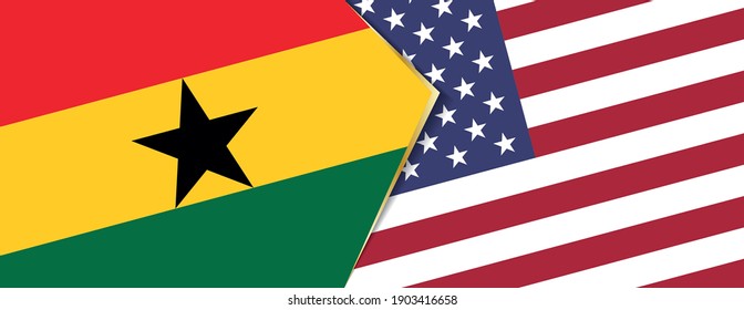 Ghana and USA flags, two vector flags symbol of relationship or confrontation.