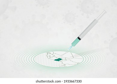 Ghana vaccination concept, vaccine injection in map of Ghana. Vaccine and vaccination against coronavirus, COVID-19. Vector template about Healthcare.