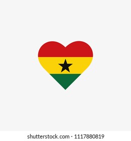 Ghana Vector Flag Inside heart shape graphic element Illustration template design
