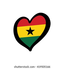 Ghana Vector Flag Inside Heart. 