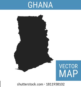 Ghana vector map with country name, black on white background.