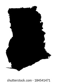 Ghana vector map silhouette high detailed, isolated on white background. Vector illustration.