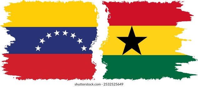 Verbindung zwischen Ghana und Venezuela-Grunge-Flaggen, Vektorgrafik