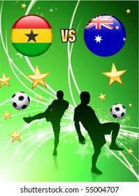 Ghana versus Australia on Abstract Green Stars Background Original Illustration