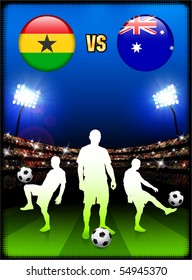 Ghana versus Australia on Stadium Event Background Original Illustration