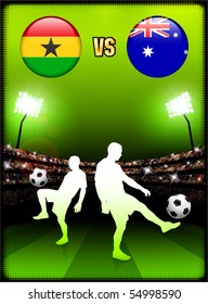 Ghana versus Australia on Stadium Event Background Original Illustration
