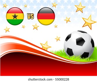 Ghana versus Germany on Abstract Red Background with Stars Original Illustration