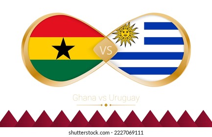 Ghana versus Uruguay golden icon for Football 2022 match. Vector illustration.
