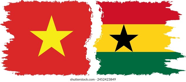 Ghana and Vietnam grunge flags connection, vector