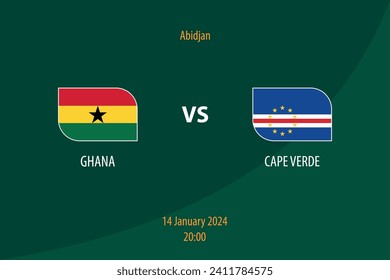 Ghana vs Cape Verde football scoreboard broadcast template for soccer africa tournament 2023