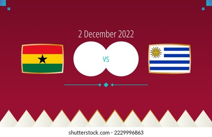 Ghana vs Uruguay football match, international soccer competition 2022. Versus icon.