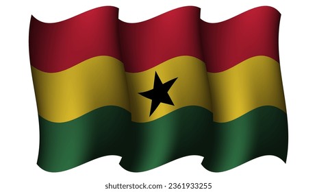 ghana waving flag design vector illustration suitable for element on poster design, template and social media post design