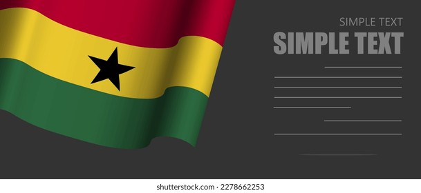 bandera ghana ondeando el fondo gris, bandera ghana 3D ondeando viento soplando, bandera de la bandera en el fondo oscuro, afiche de la bandera vector horizontal. ghana celebrar Día de vacaciones.
