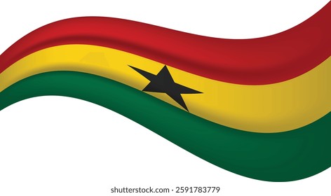 Ghana wavy flag, waving flag vector illustration