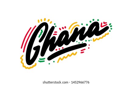 Ghana Word Text with Creative Handwritten Font Design Vector Illustration.