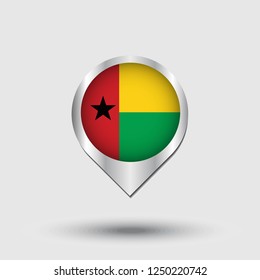 GhanaGuinBissau flag map pointer with shadow. Vector illustration