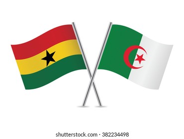 Ghanaian and Algerian flags. Vector illustration.