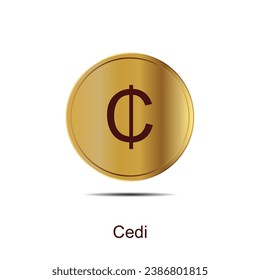 Ghanaian Cedi coin round gold