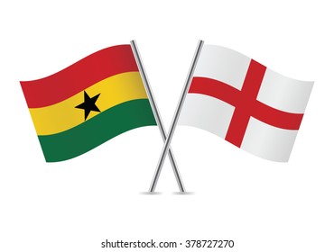 Ghanaian and English flags. Vector illustration.
