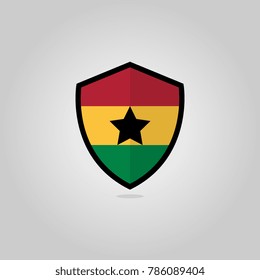 Ghanaian Flag Flat Vector Shield Badge