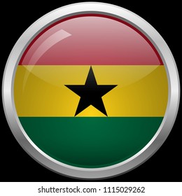 Ghanaian flag glass button vector illustration