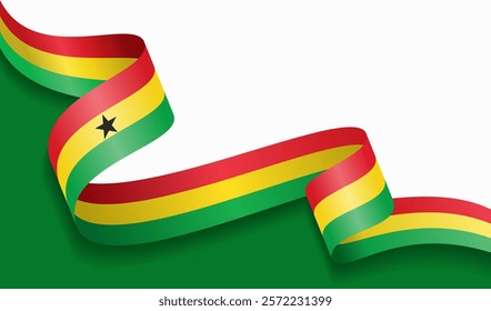 Ghanaian flag wavy abstract background. Vector illustration.