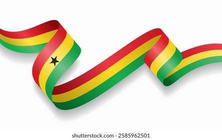 Ghanaian flag wavy abstract background. Vector illustration.