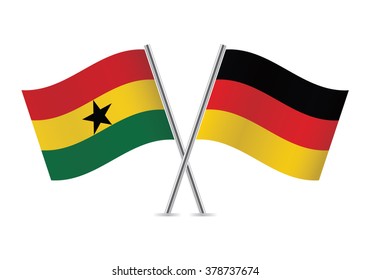 Ghanaian and German flags. Vector illustration.